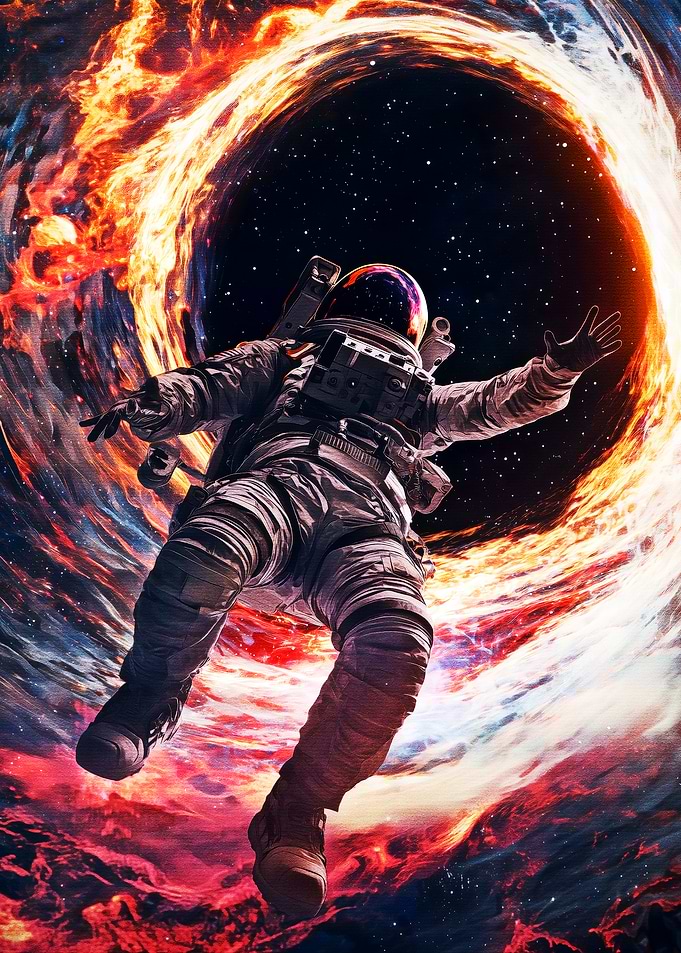 Astronaut Falling Through Space Portal