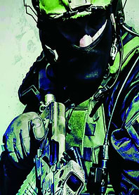 Soldier with Rifle, Green and Blue
