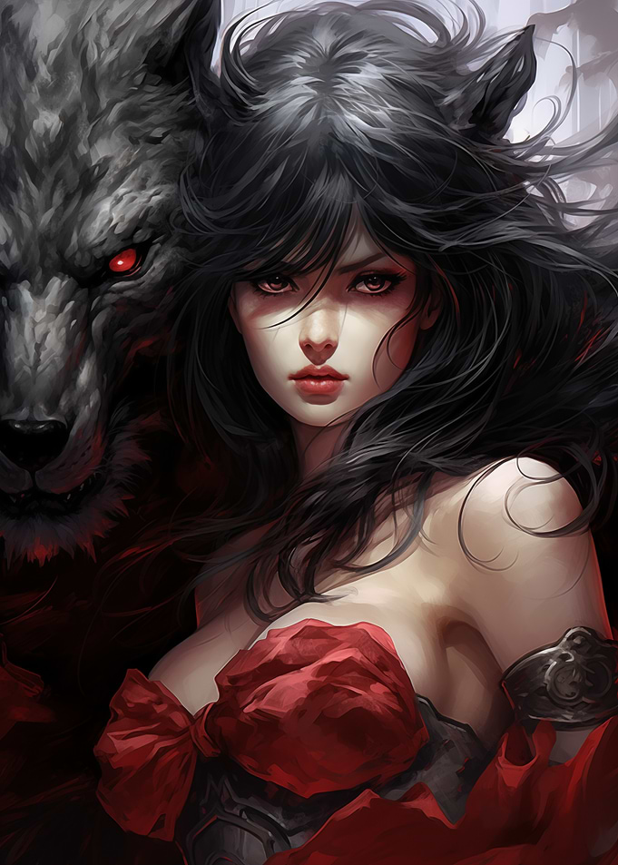 Woman with Wolf Digital Art