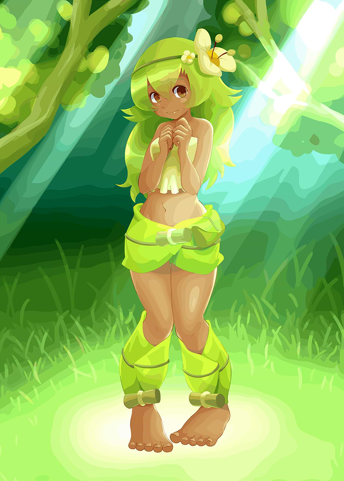 Anime Girl in Green Forest