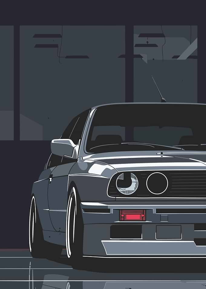 e30 Gray Car Illustration