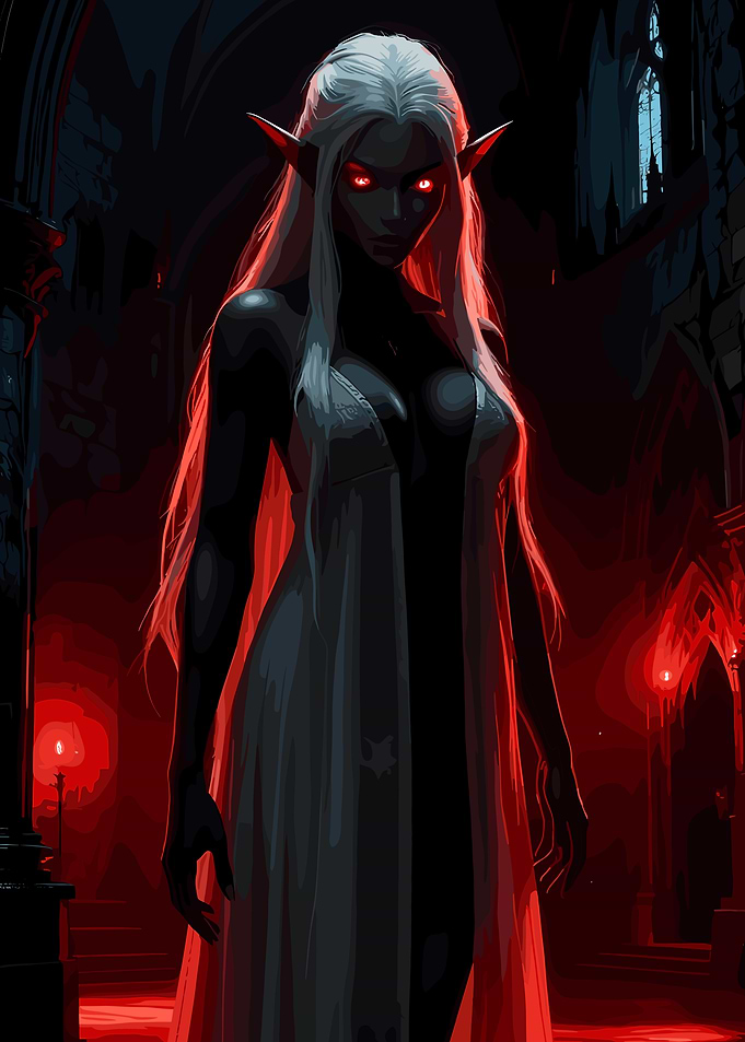 Dark Elf in Gothic Setting