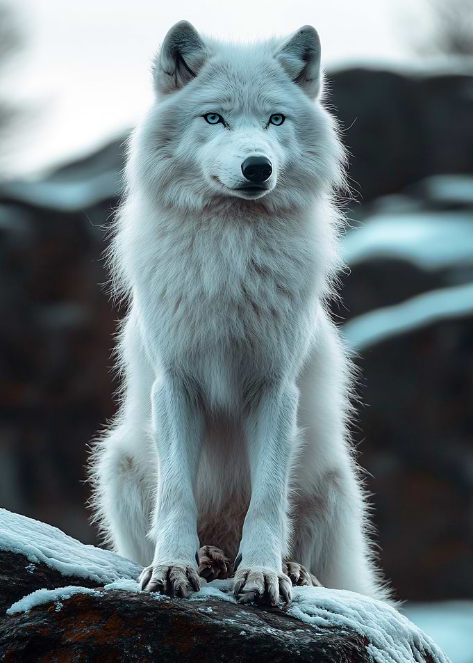 Majestic White Wolf Portrait