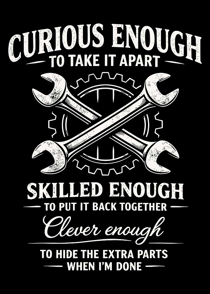 Curious Enough to Take It Apart Poster, Mechanic Humor Wall Art, Engineering Print