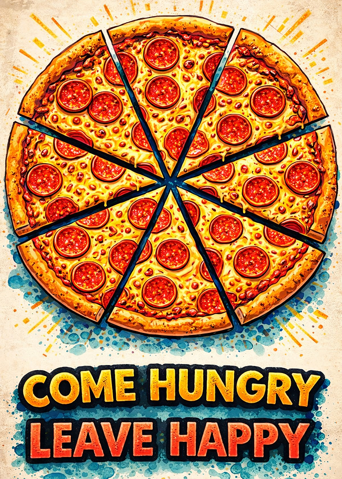 Pepperoni Pizza Watercolor Art
