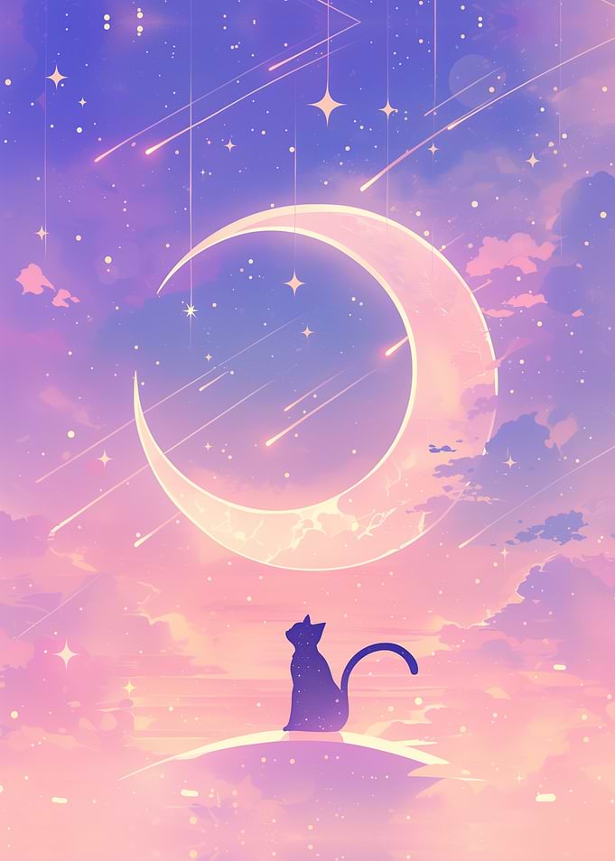 Moon And Sun: cat Moon with stars