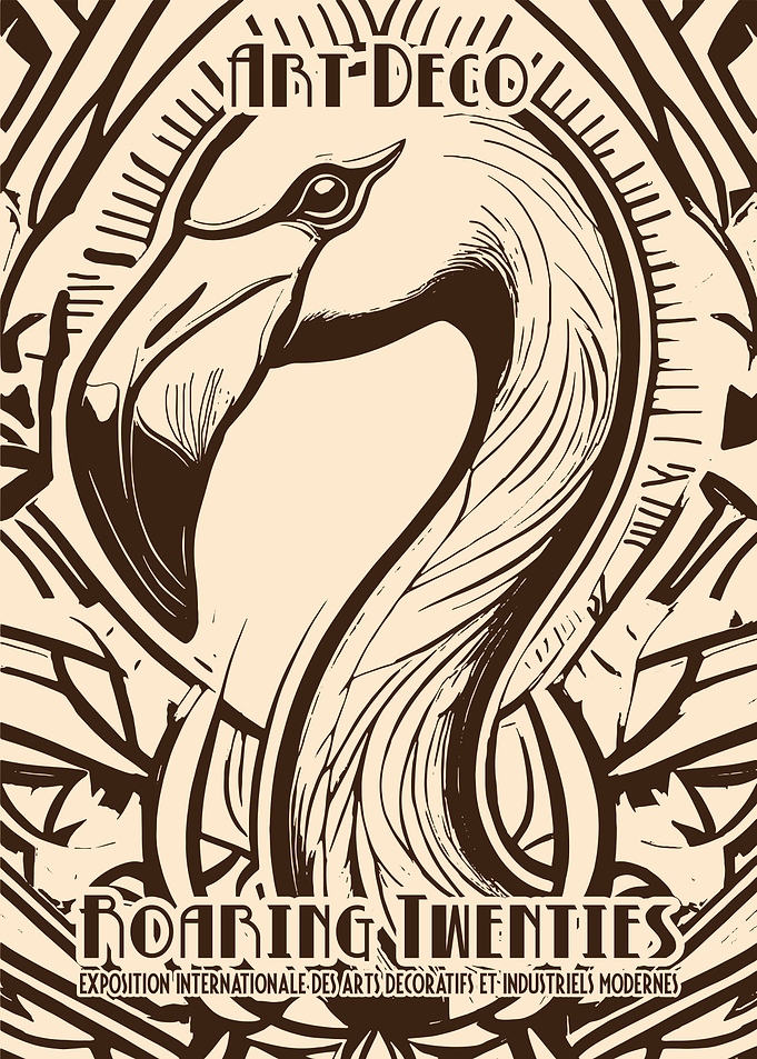 Art Deco Flamingo Roaring Twenties Poster