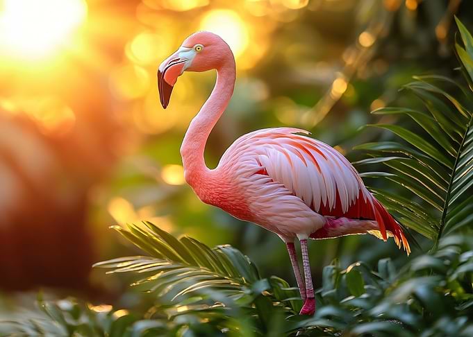 Pink Flamingo in Tropical Setting