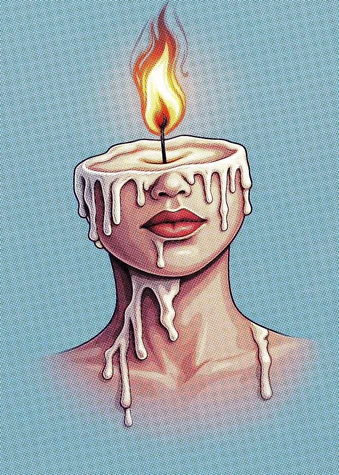 Candle Head Surreal Art