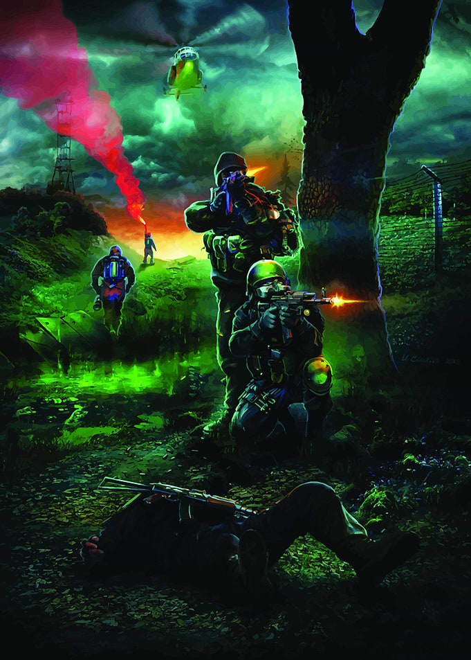 Military Operation in Green Landscape