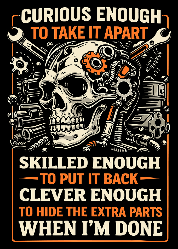 Skull Mechanic Poster, Industrial Gear Art Print, Mechanical Tools Wall Decor for Garage