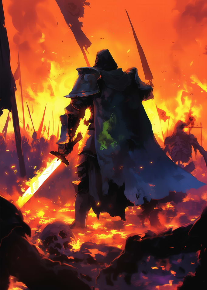 Knight in Burning Battlefield
