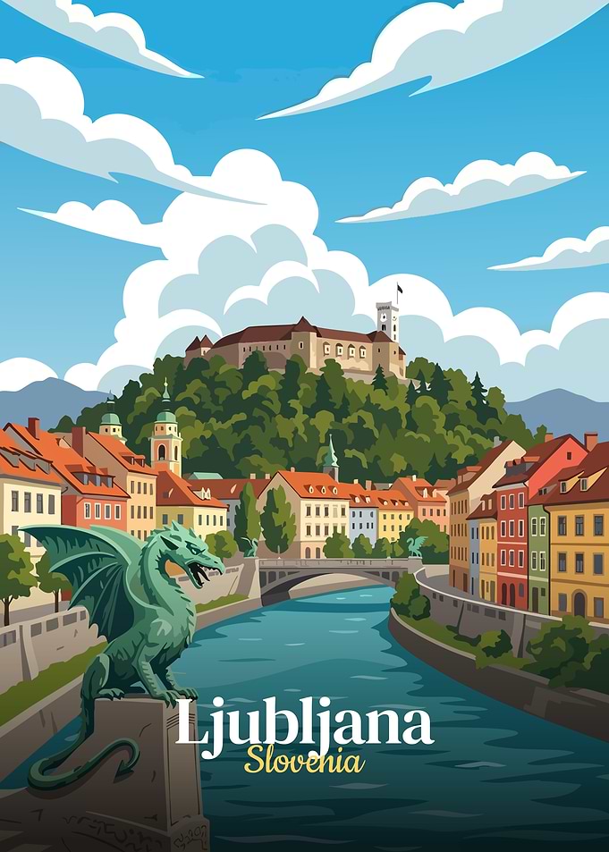 Ljubljana, Slovenia Travel Poster