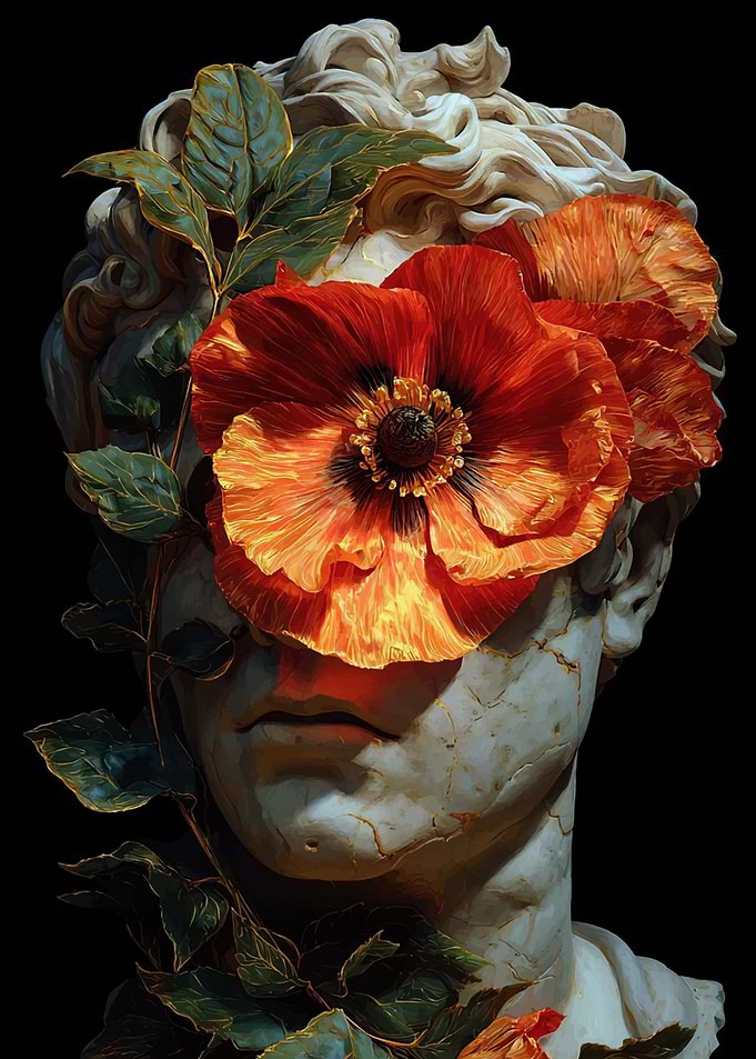 Floral Statue Head