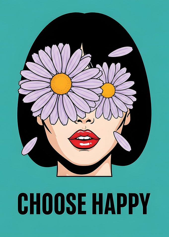 Choose Happy: Floral Woman Portrait