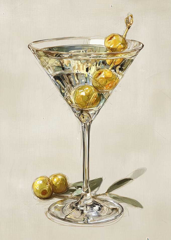 Martini with Olives Illustration