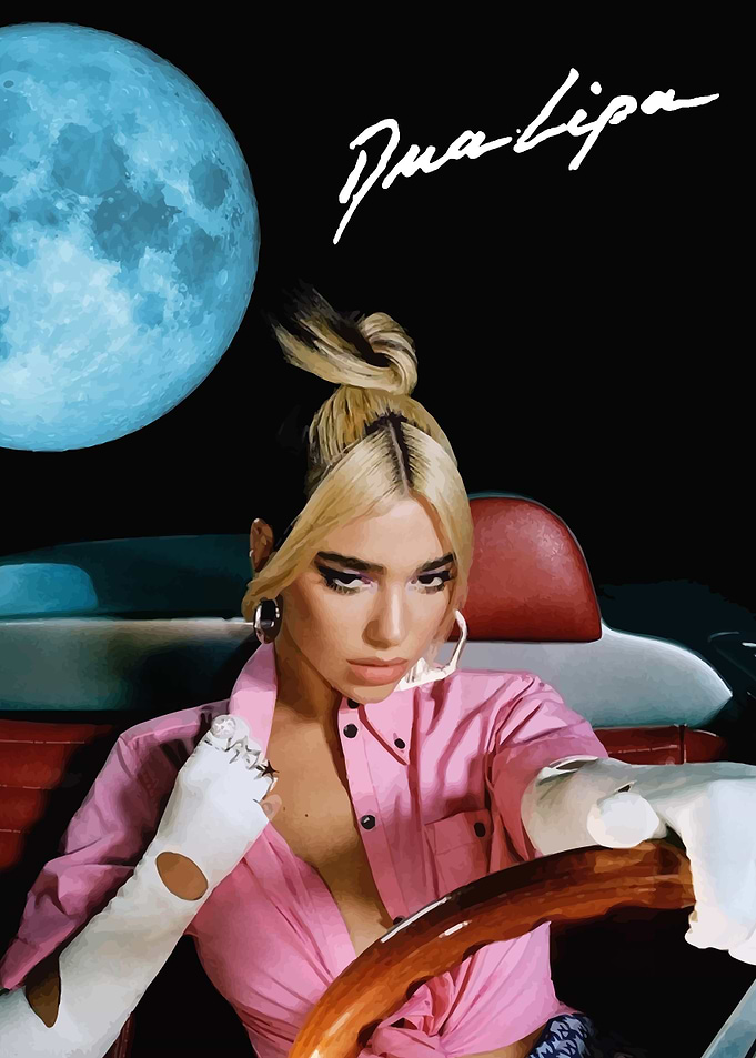 Dua Lipa in Car with Moon