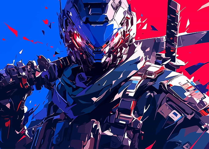 Futuristic Robot Warrior with Sword