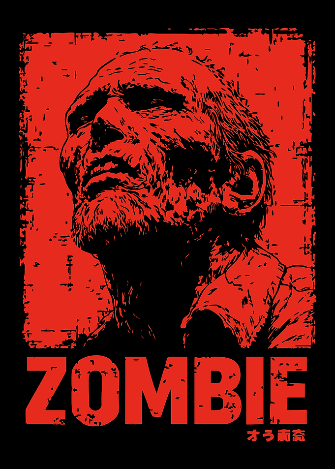 Zombie Portrait in Red and Black