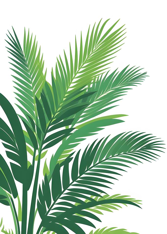 Tropical Green Palm Leaves Illustration