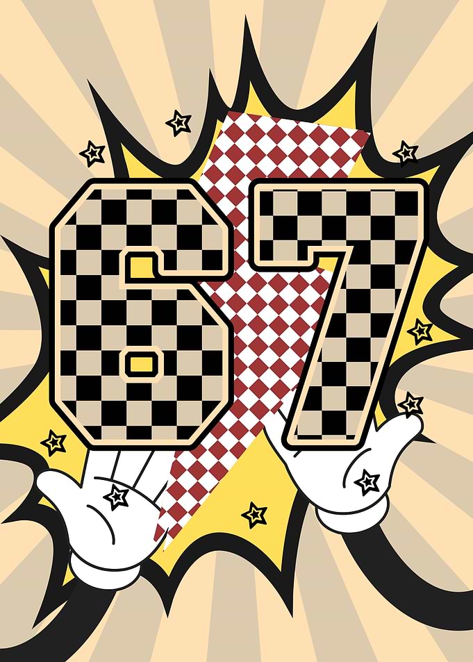 Retro 6 7 with Checkered Pattern