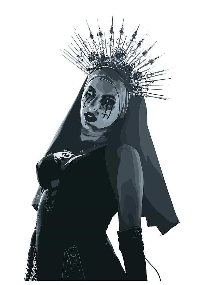 Dark Nun with Cross Makeup