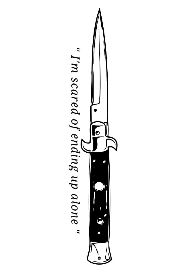 Switchblade with Text: 'I'm Scared'