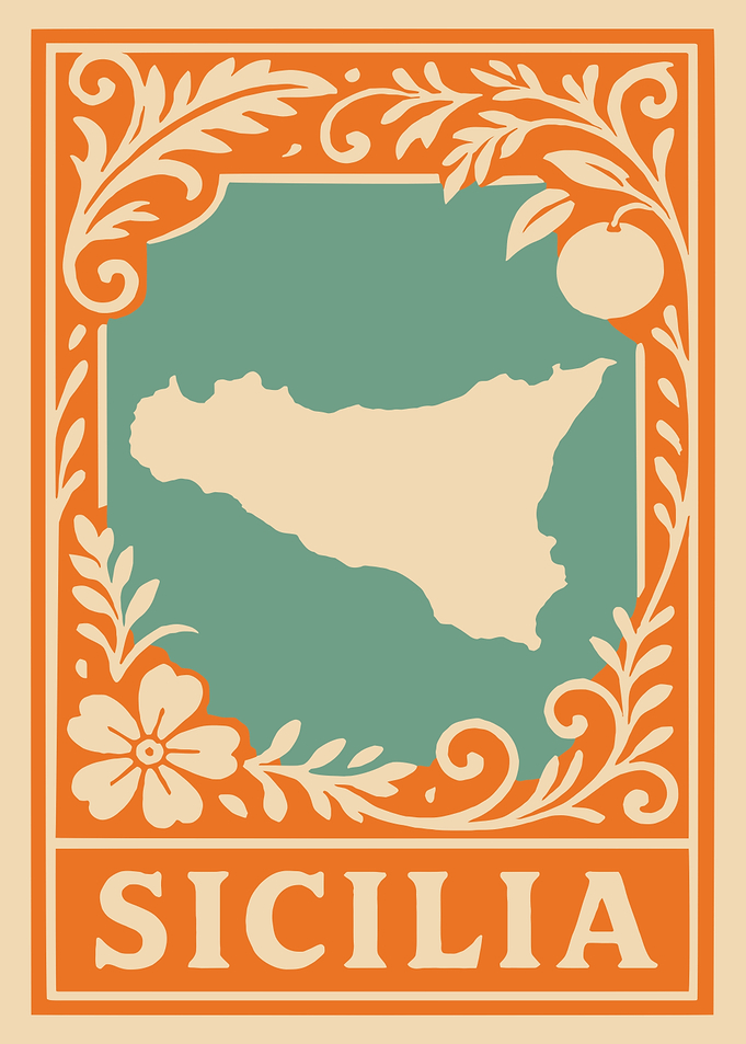 Sicilia Map Art