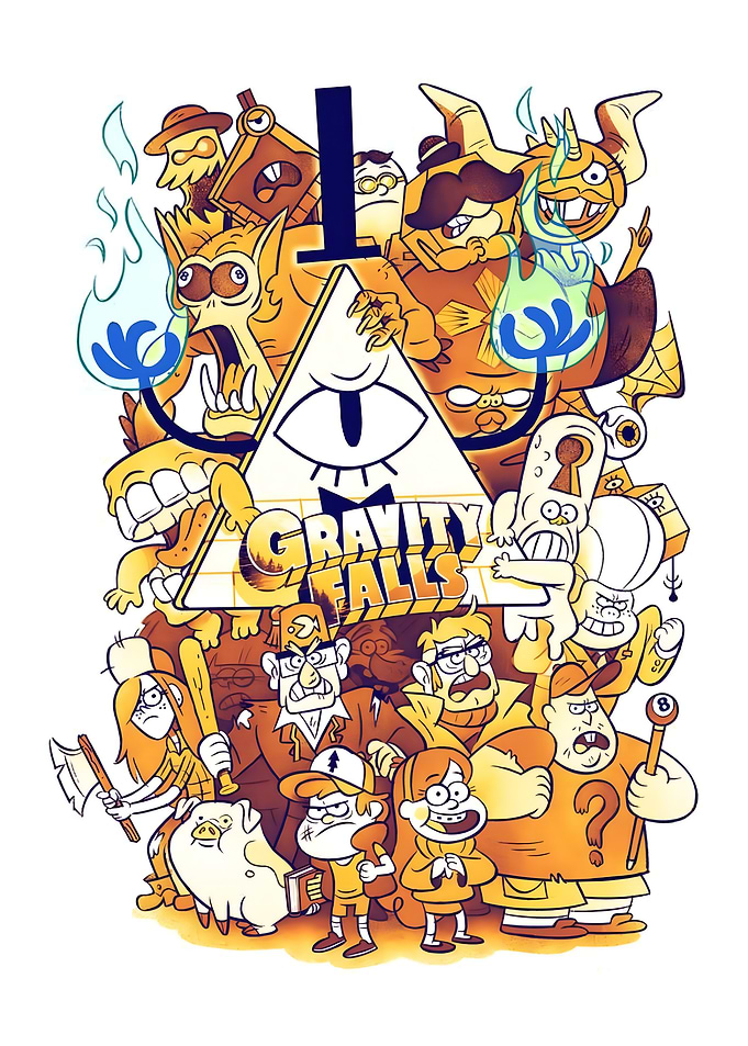 Gravity Falls Cartoon Character Collage