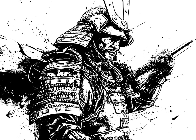 Samurai Warrior Ink Illustration