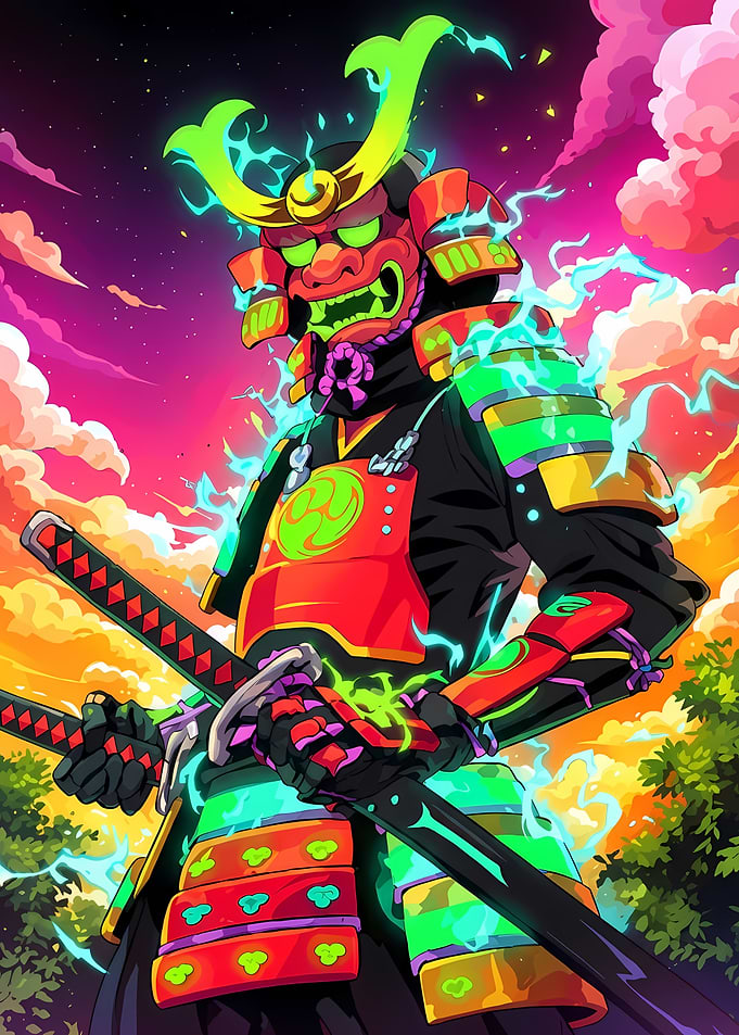 Neon Samurai Warrior