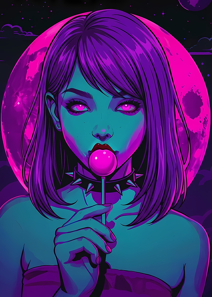Cyberpunk Girl with Lollipop