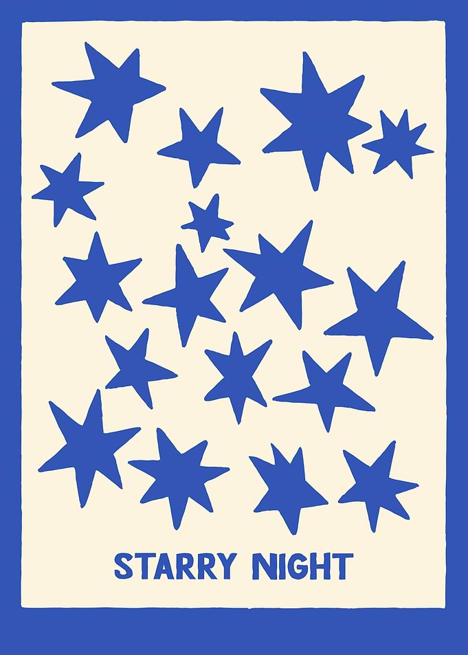 Starry Night Blue and Beige Art