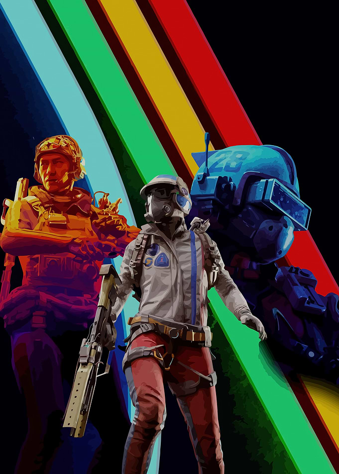 Futuristic Soldiers with Rainbow Stripes