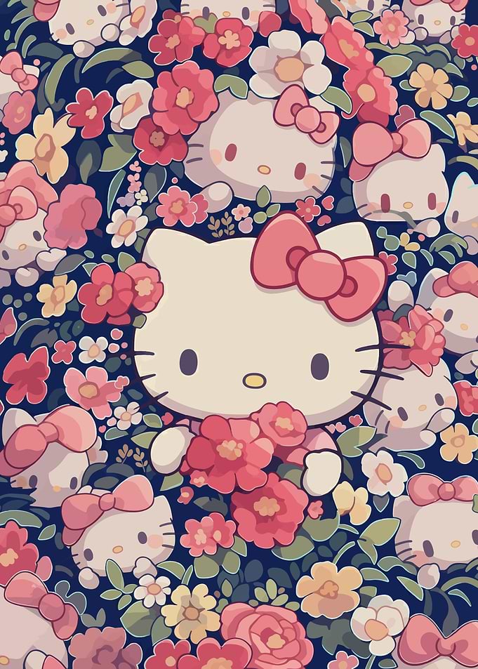 Hello Kitty Floral Pattern