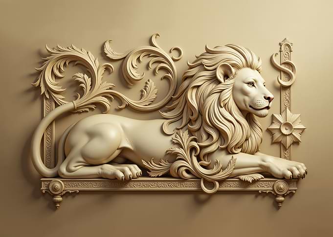 Ornate Lion Relief Sculpture