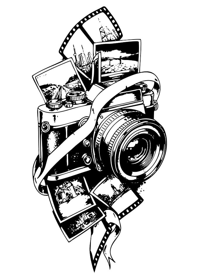 Vintage Camera and Photographs Illustration
