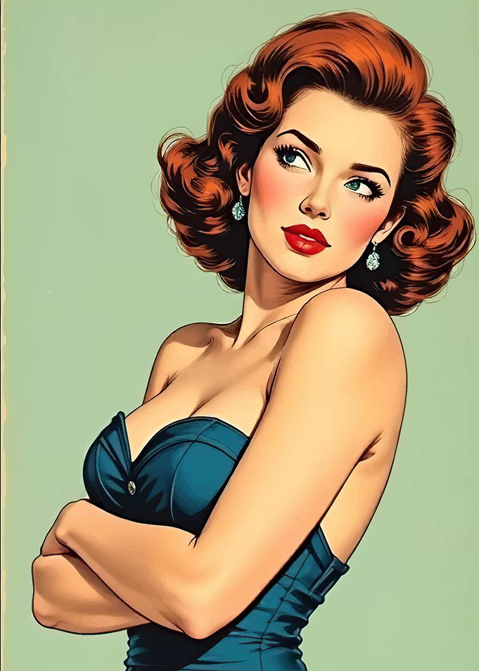 Retro Pin-Up Girl Illustration