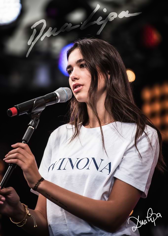 Dua Lipa singing on stage