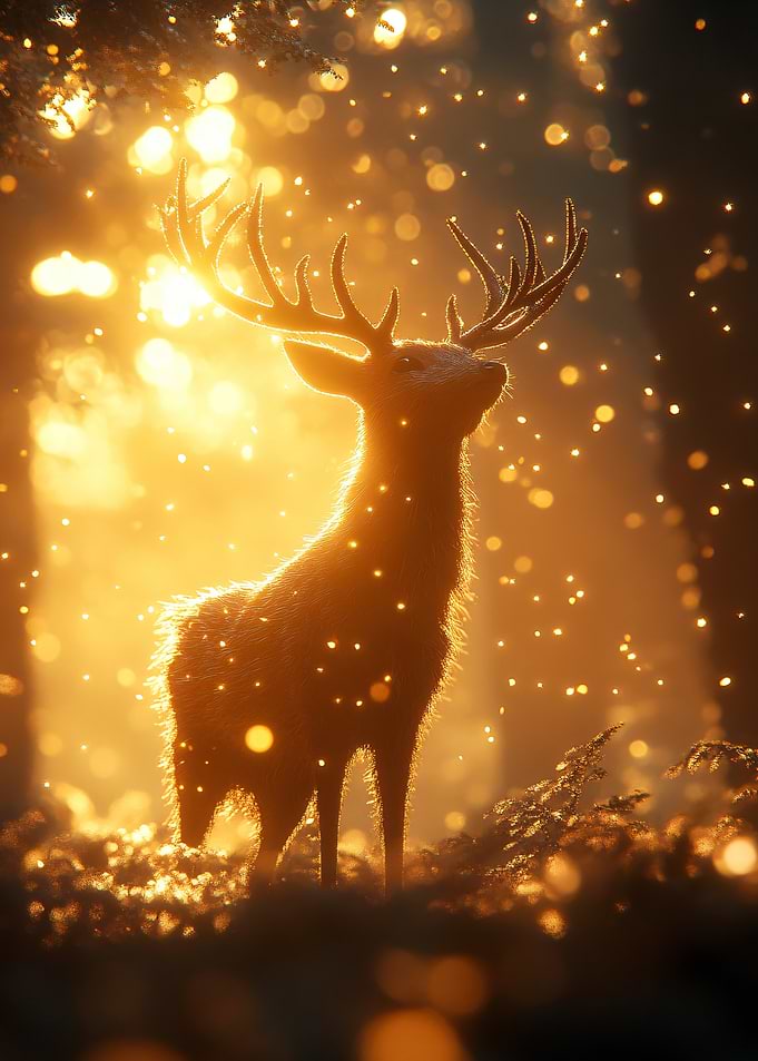 Golden Deer in Forest