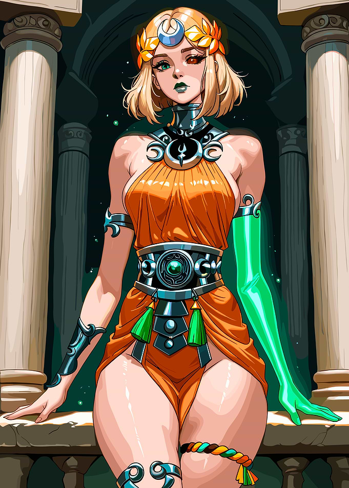 Fantasy Woman with Orange Dress