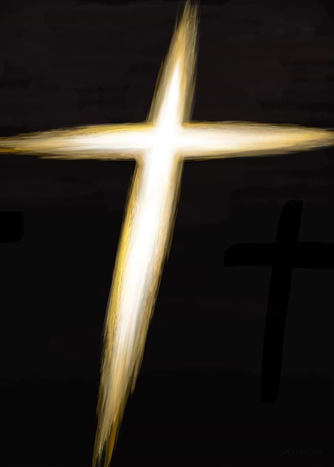 Glowing Cross in the Darkness