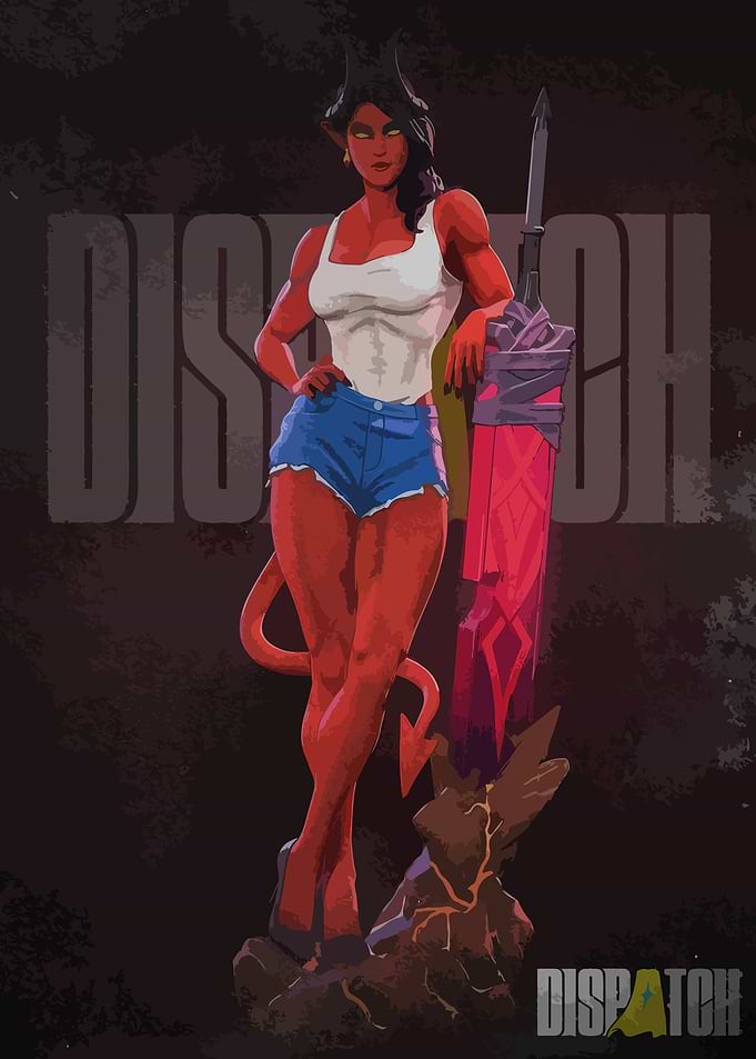 Red-skinned Demon Girl with Sword