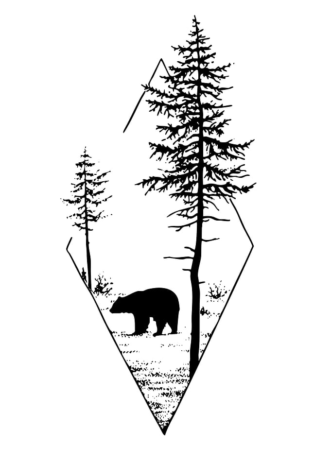 Bear in Forest Diamond Illustration