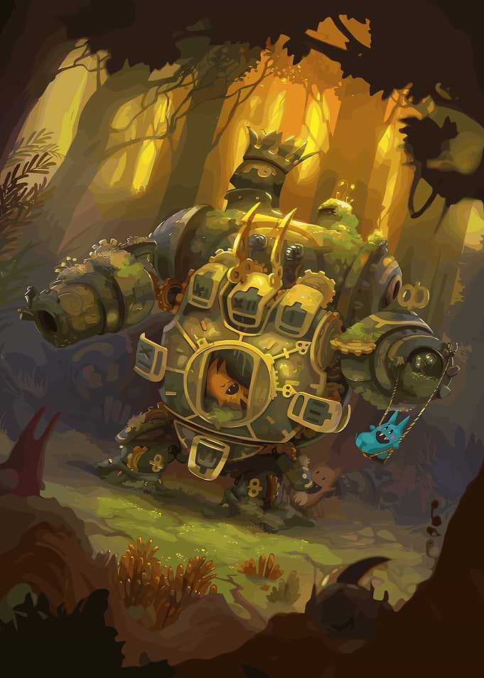 Robot in Forest with Animal Companion
