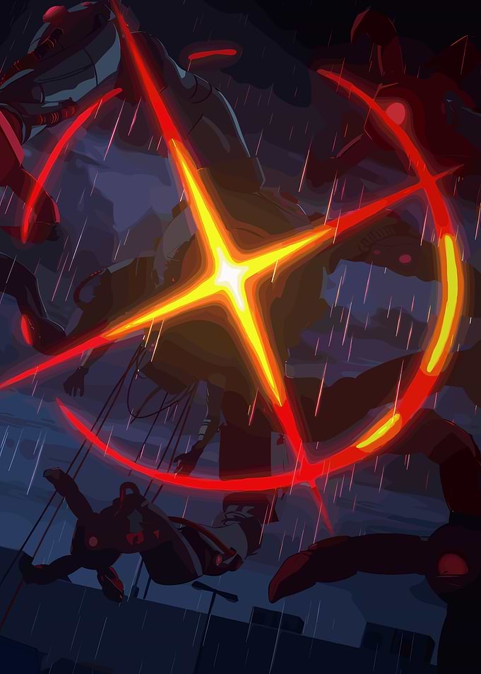 Mecha Battle in the Rain