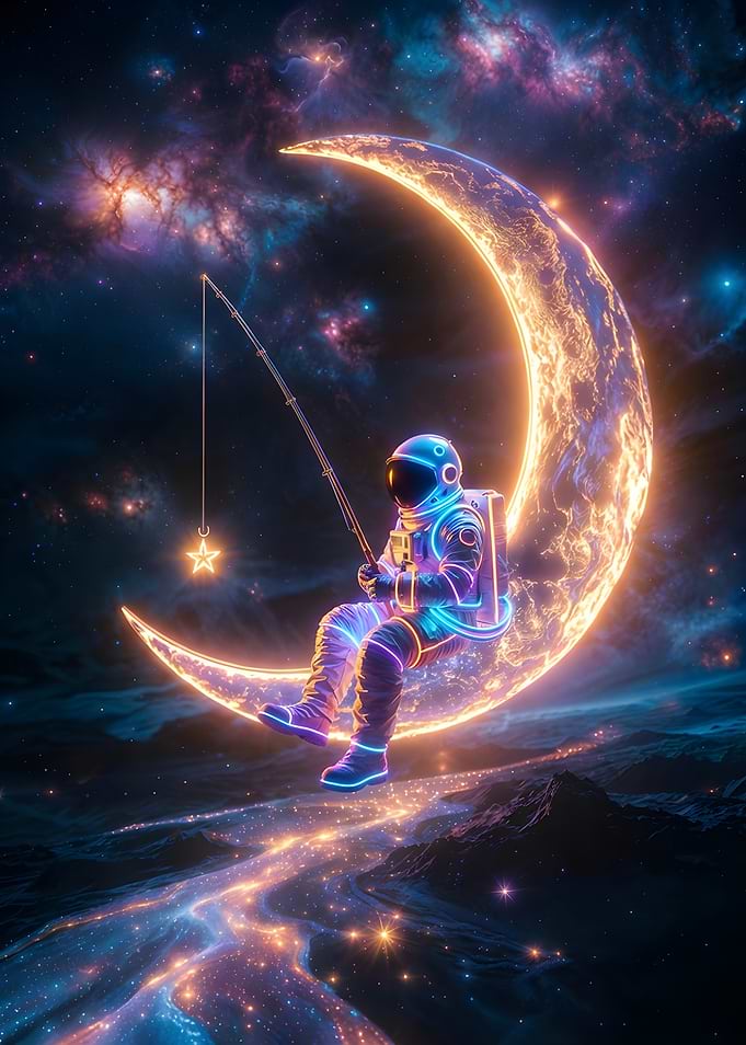 Astronaut Fishing on the Moon