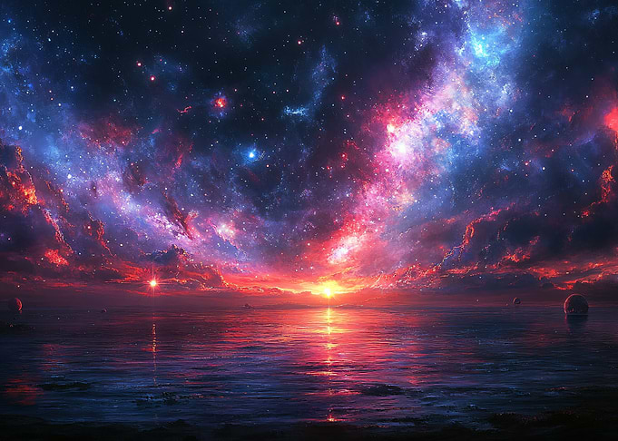 Cosmic Ocean Sunset