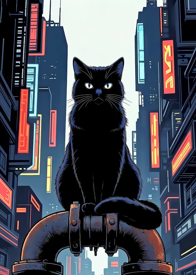 Cat on Pipe
