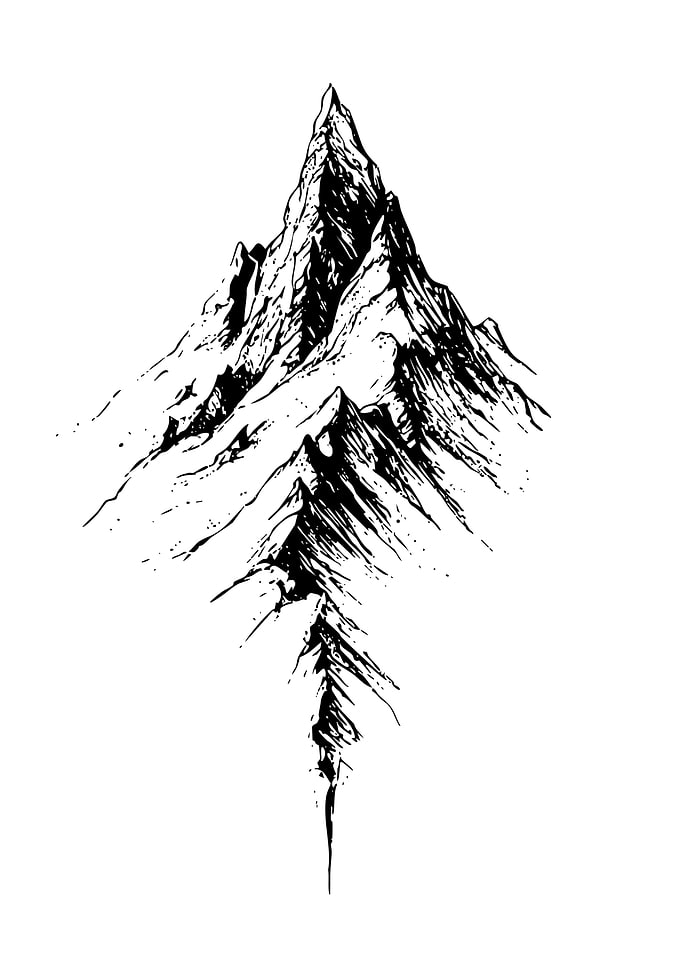Monochrome Mountain Peak Illustration